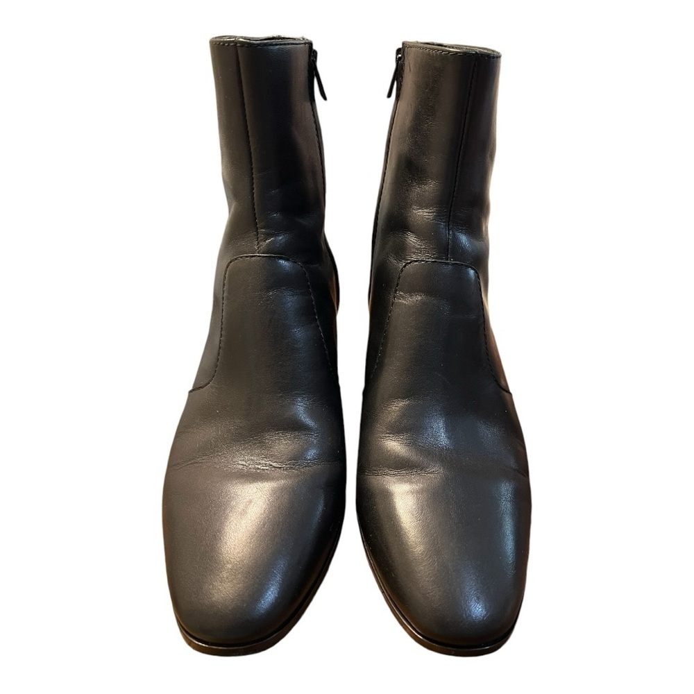 Loeffler Randall Grant Leather Ankle  Bootie in Black Chunky Heel Size 9B